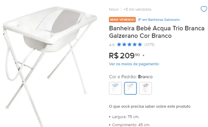 Banheira branca com pé - usada