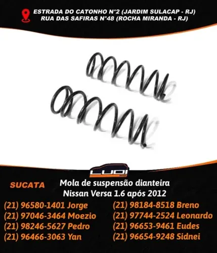 Mola de suspensão dianteira Nissan Versa 1.6 após 2012