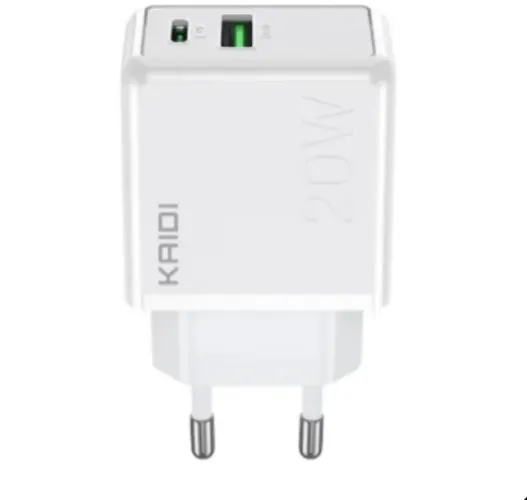 Fonte Carregador Rápido 2 Entradas Tipo C USB Turbo 20w Kaidi iPhone Android ORIGINAL