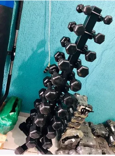 Torre completa com halteres sextavado do 1 ao 10 kg 