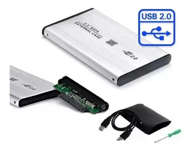  Case Hd 2,5 Sata Notebook Usb 2.0 Gaveta Alumínio e Preto Externo wpp:.43. *
