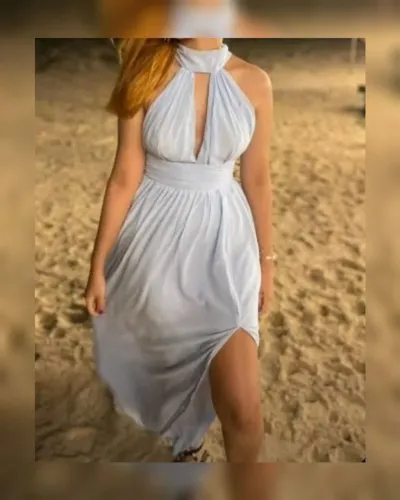 Vestido Longo Azul Claro - Decote Profundo