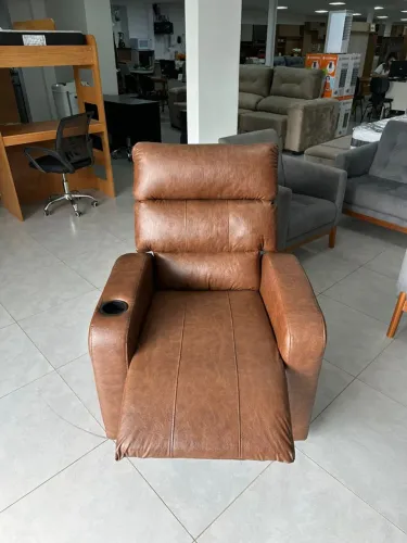Poltrona Reclinável de Couro Marrom NOVA