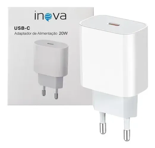 Fonte Carregador Turbo 20w Tipo C compativel com iPhone X 11 12 13 Pro Cor Branco