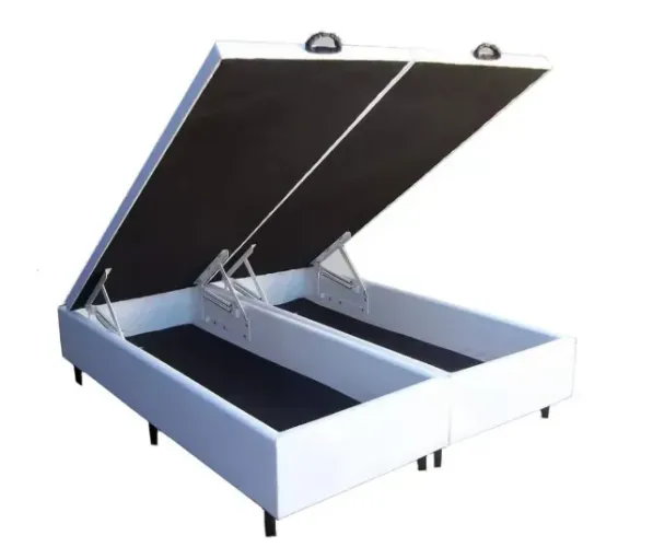 Base Box Baú Casal Bipartido Blindado Branco - Entrega Rápida! 