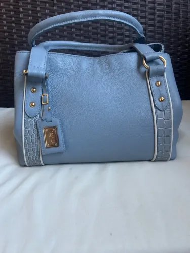 Bolsa de Couro Azul Corello Detalhes 