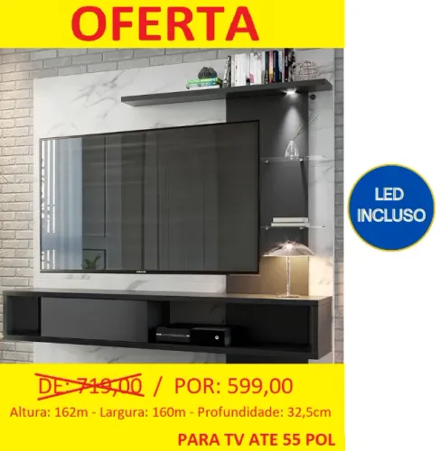 Painel suspenso com luz de led