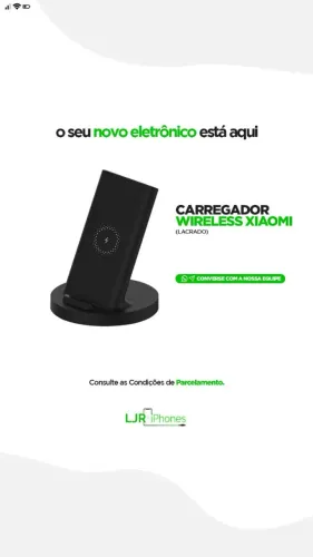 CARREGADOR POR INDUÇÃO XIAOMI 20W - NOVO LACRADO - 3 MESES DE GARANTIA - LOJA FÍSICA