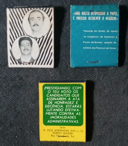 3 CAIXAS DE FÓSFOROS ANTIGAS TEMA POLÍTICO