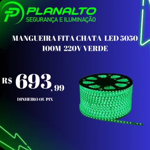 (Novo) Mangueira Fita chata 5050 100 Metros 220v Verde 4x no Cartão