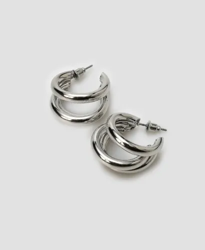 Brinco Feminino Argola Tripla- Prateado