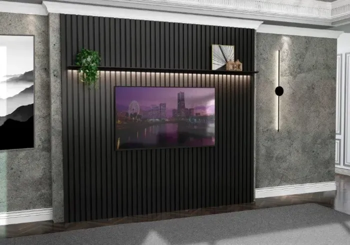 Painel Ripado ABS Com Led Para TV Até 89'' ! Frete + Montagem Grátis.