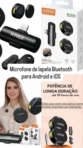 Microfone lapela sem fio para conteúdo