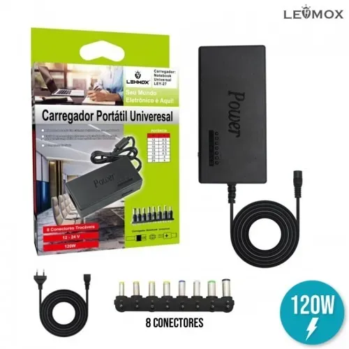 Carregador Fonte Universal Para Notebook Laptop 120W com Adaptador
