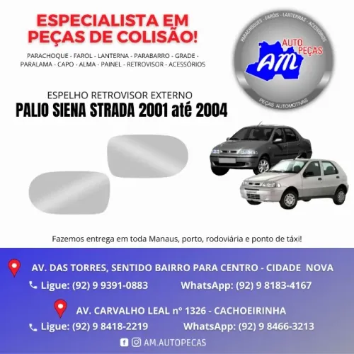 Espelho Retrovisor Externo- Palio/ Strada/ Siena - Ano 2001 ate 2004