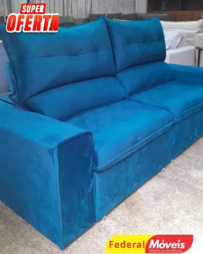 Sofá Retrátil e Reclinável 2,25m Azul - Solicite Nosso Catálogo