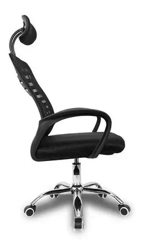 Cadeira de escritório ergonômica  preta com estofado de malhaCadeira