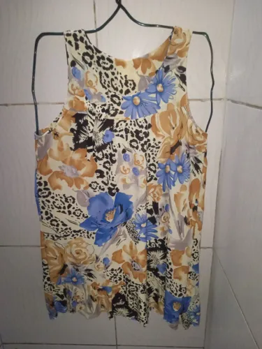 Vestido Estampas Floral e Animal Print Feminino GG 