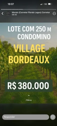 Lote condomínio village bordeaux