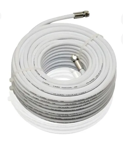 Cabo Coaxial RG6 Profissional 12 Metros Montado (Preto ou Branco)<br>