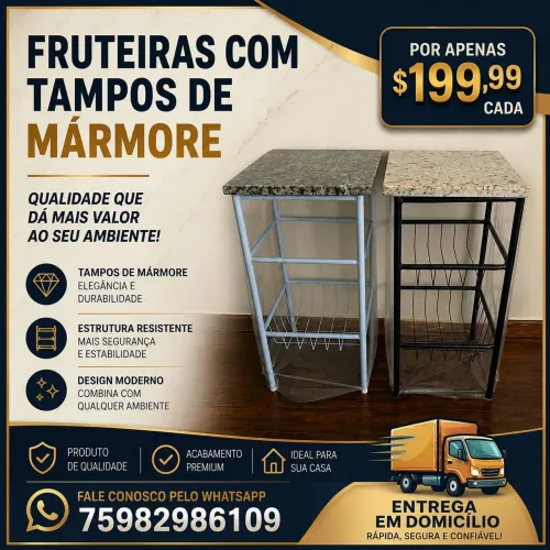Fruteiras metálicas com tampos de mármore 