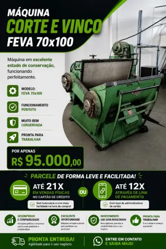 MÁQUINA CORTE E VINCO FEVA 70x100 - PRONTA PARA TRABALHAR