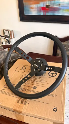Volante Esportivo Clássico Lotse Big Block Black + Cubo Adaptador (Bom Estado)