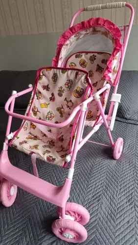 Carrinho de boneca gêmeas dobrável 