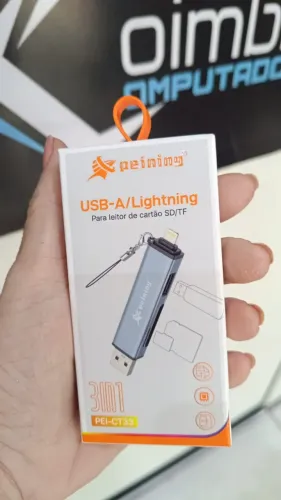 Leitor De Cartão Para Celular Sd + Usb 3 Em 1 Iphone x Usb A Peining Pei-ct33 Loja COimbra