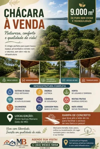 Chácara na beira do Rio Paranaiba