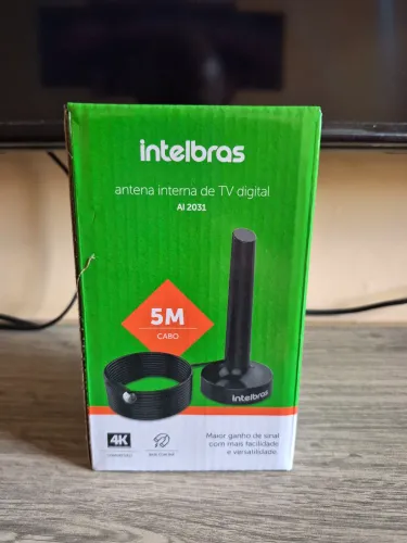 Antena Interna TV Digital 4K Intelbras AL2031 + Cabo 5m