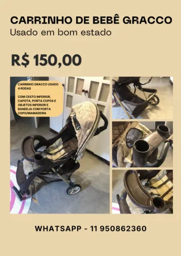 CARRINHO DE BEBÊ GRACCO - USADO EM BOM ESTADO