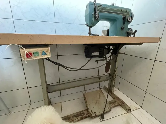 Máquina de costura industrial , com zig-zag.