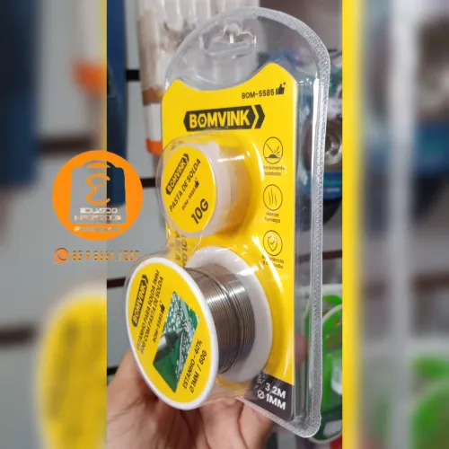 Kit Pasta de Solda + Fio, Estanho para FERRO DE SOLDAR, Bomvink