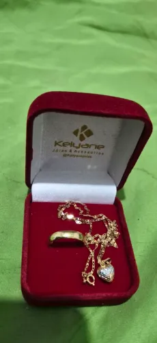 Corrente e alianca em ouro 18k