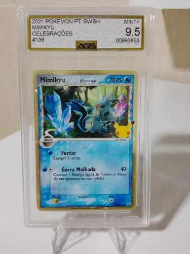 Carta Pokémon Mimikyu Delta SWSH136 Celebrações 25 Anos Graduada AGS 9.5