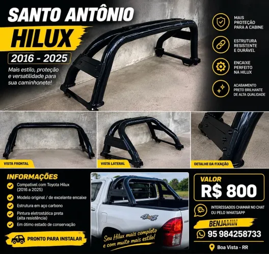 Santo Antônio Hilux Preto - 2016 a 2025 | Ótimo Estado