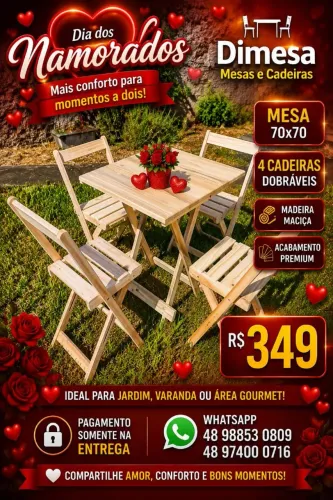Fábrica de mesas e cadeiras dimesa. Entrega rápida. Pague somente na entrega.
