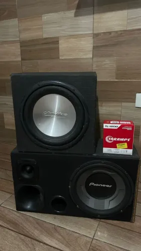 Som Automotivo Completo: Caixa Trio Pioneer + Módulo Taramps + Caixa Subwoofer Extra!