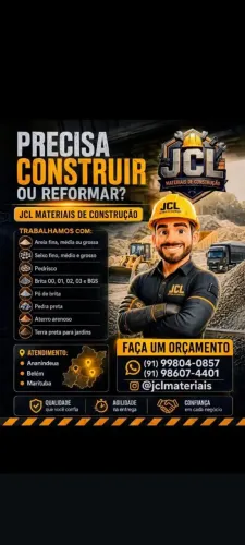 JCL Materiais de Construção Areia, Seixo, Brita, Pedra, Terra Preta, e Aterros