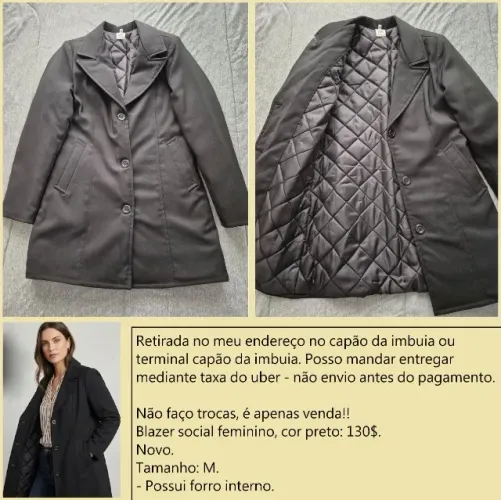Blazer social preto M novo