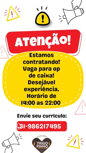 Vaga op caixa padaria no bairro planalto