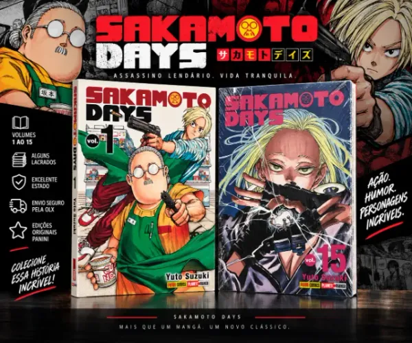 Sakamoto Days Vol. 1 ao 15 - Coleção Sequencial - Alguns Lacrados