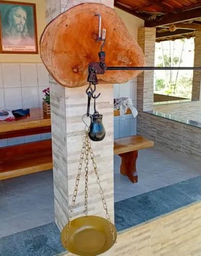 Antiga balança de varão completa funcional relíquia raridade fazenda colonial