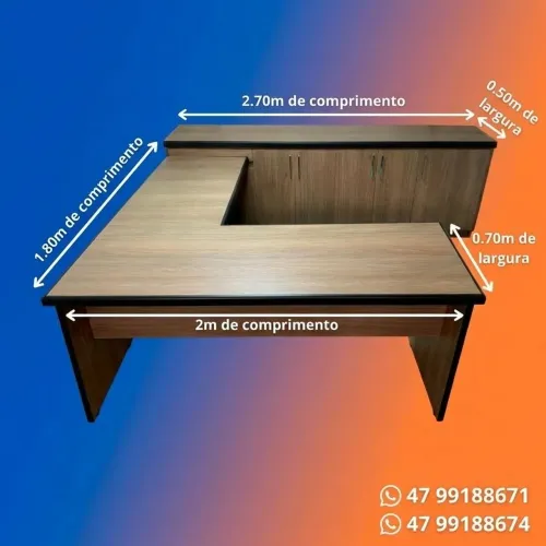 Vendo mesa para escritório alto padrão . Mdf 18mm com armários embutidos