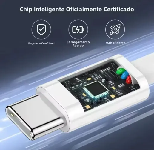 Cabo Tipo C para Tipo C para smartphone, tablet e PC