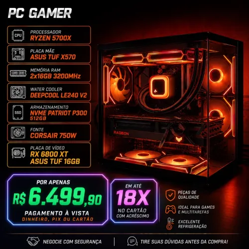 Pc gamer Ryzen 5700x + rx 6800 Xt + 32gb