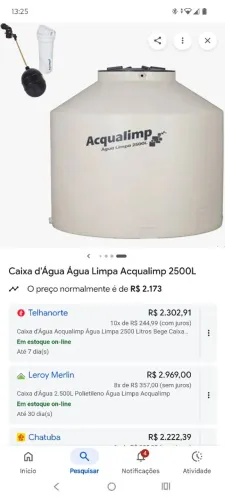 Acqualimp 2.500 litros polietileno usada