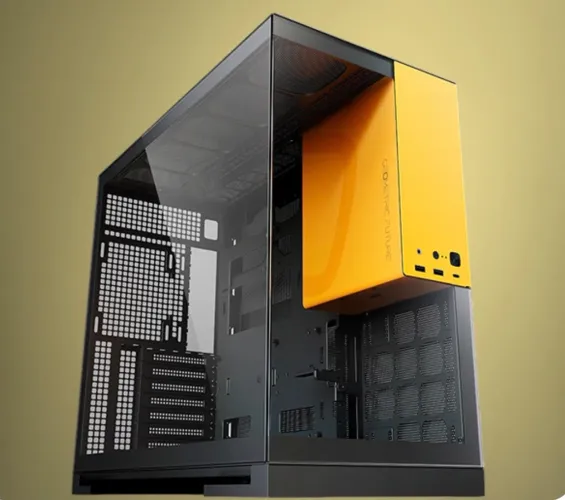 GABINETE GAMER GEOMETRIC FUTURE MODEL 5, MID-TOWER,, PRETO E AMARELO, GEO-M5-BY
