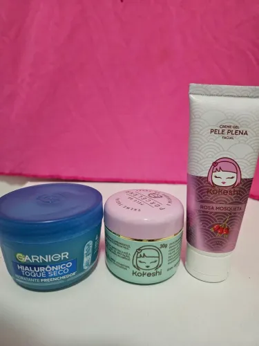 HIDRATANTE FACIAL GARNIER E KOKESHI<br><br>OS DEMAIS FORAM USADOS TRÊS VEZES